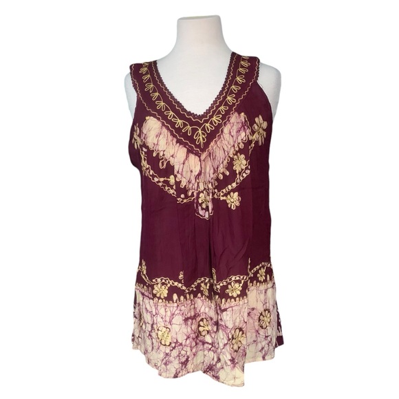 Sakkas Red Sleeveless V-Neck Embellished Top size l/xl - Picture 1 of 6